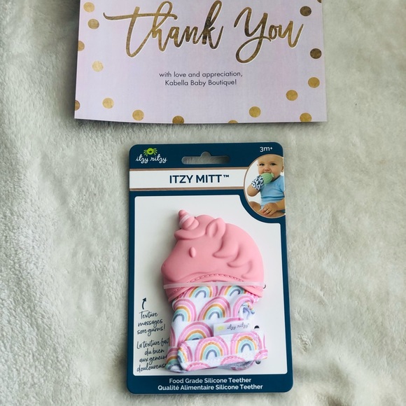 Itzy Ritzy Silicone Teething Itzy Mitt Unicorn Llama Pineapple Sloth Pink Yellow - Picture 3 of 8